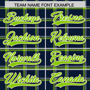 Custom Navy Personalized Plaid Design Authentic Baseball Jersey