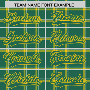 Custom Kelly Green Personalized Plaid Design Authentic Baseball Jersey