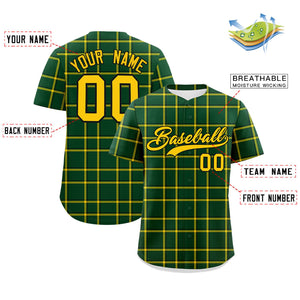 Custom Green Personalized Plaid Design Authentic Baseball Jersey