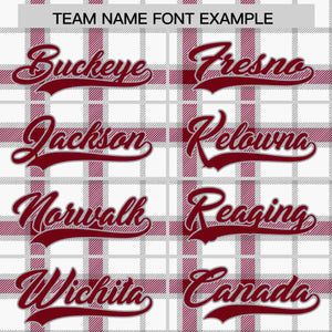 Custom White Personalized Plaid Design Authentic Baseball Jersey