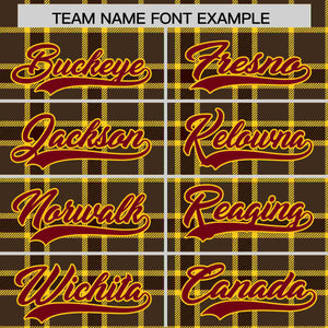 Custom Brown Personalized Plaid Design Authentic Baseball Jersey