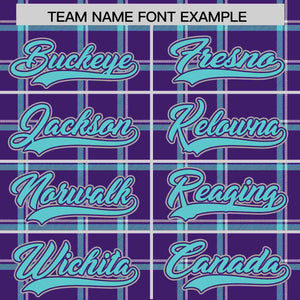 Custom Purple Personalized Plaid Design Authentic Baseball Jersey