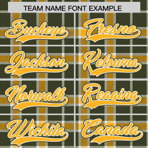 Custom Yellow Olive Personalized Plaid Design Authentic Baseball Jersey