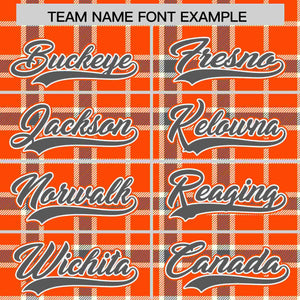 Custom Orange Personalized Plaid Design Authentic Baseball Jersey