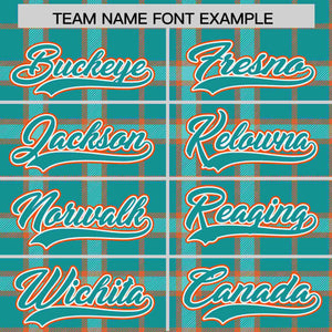 Custom Aqua Personalized Plaid Design Authentic Baseball Jersey