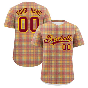 Custom Multi Color Personalized Plaid Design Authentic Baseball Jersey