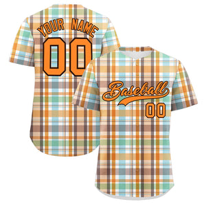 Custom Multi Color Personalized Plaid Design Authentic Baseball Jersey