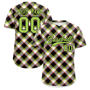 Custom Multi Color Personalized Plaid Design Authentic Baseball Jersey