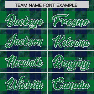 Custom Green Navy Personalized Plaid Design Authentic Baseball Jersey