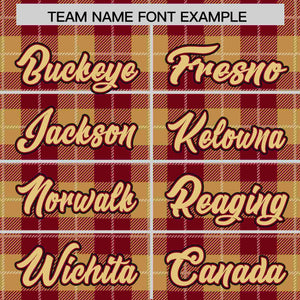 Custom Khaki Red Personalized Plaid Design Authentic Baseball Jersey