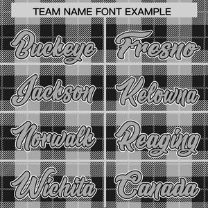 Custom Gray Black Personalized Plaid Design Authentic Baseball Jersey