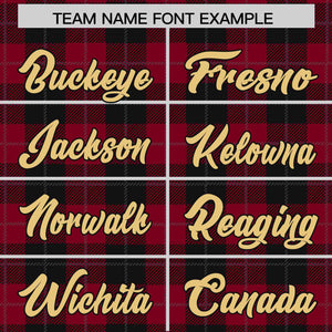 Custom Red Black Personalized Plaid Design Authentic Baseball Jersey