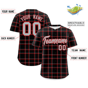 Custom Black Personalized Plaid Design Authentic Baseball Jersey