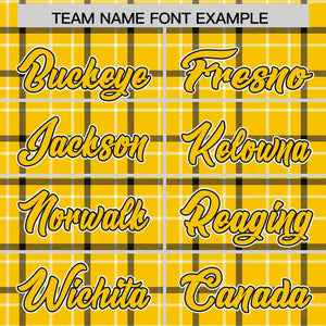 Custom Yellow Personalized Plaid Design Authentic Baseball Jersey