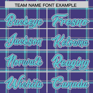 Custom Purple Personalized Plaid Design Authentic Baseball Jersey