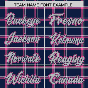 Custom Navy Personalized Plaid Design Authentic Baseball Jersey