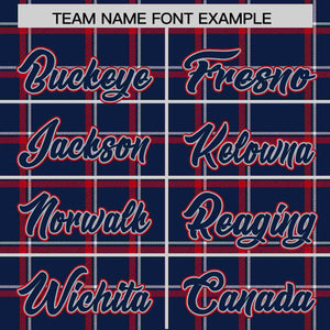 Custom Navy Personalized Plaid Design Authentic Baseball Jersey