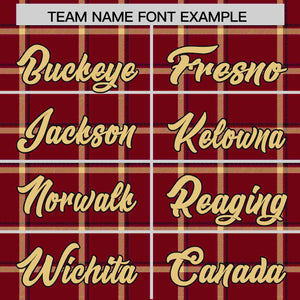 Custom Crimson Personalized Plaid Design Authentic Baseball Jersey