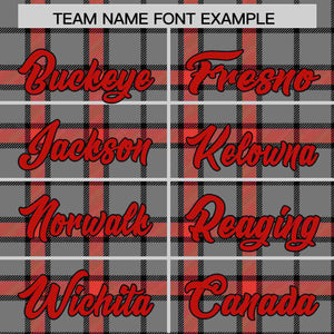 Custom Gray Personalized Plaid Design Authentic Baseball Jersey