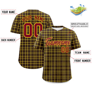 Custom Brown Personalized Plaid Design Authentic Baseball Jersey