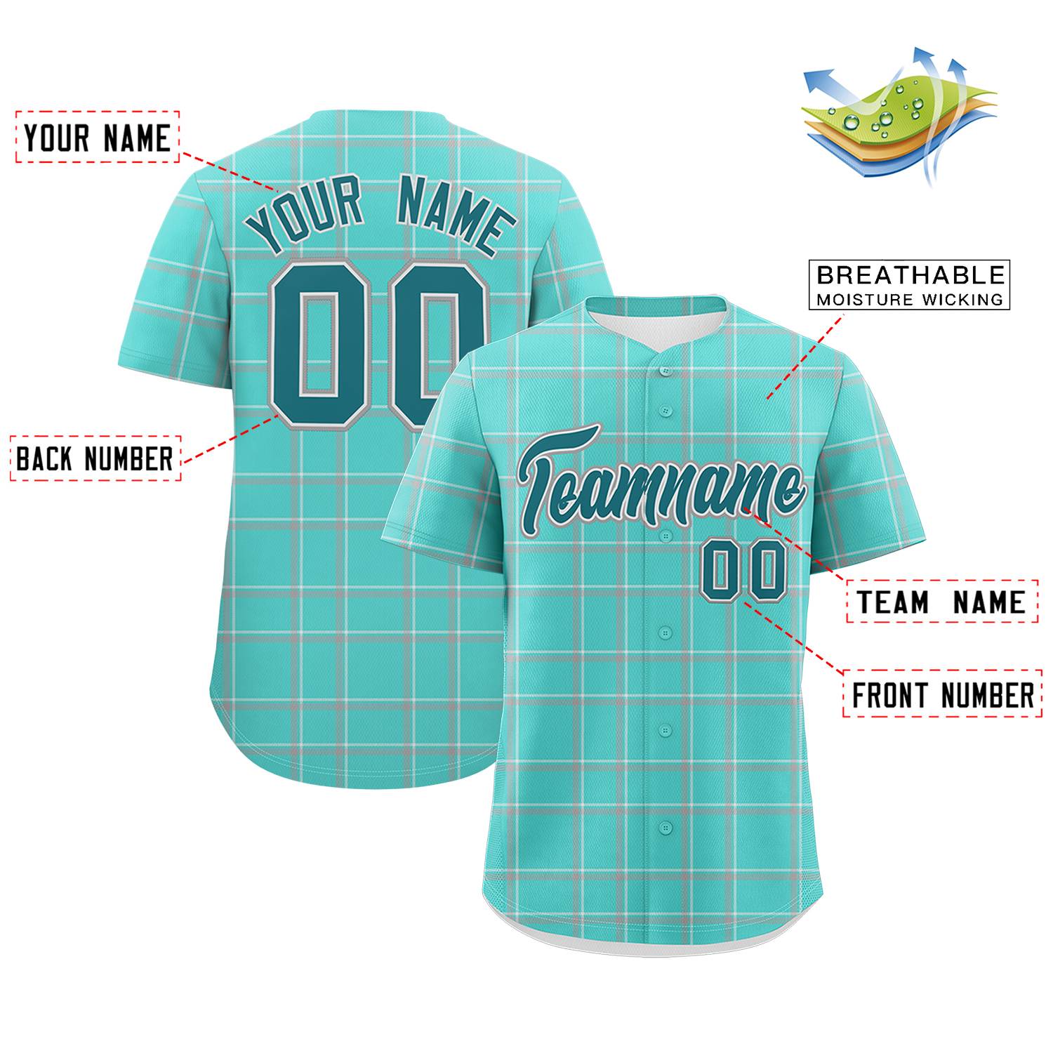 Custom Bright Green Personalized Plaid Design Authentic Baseball Jersey