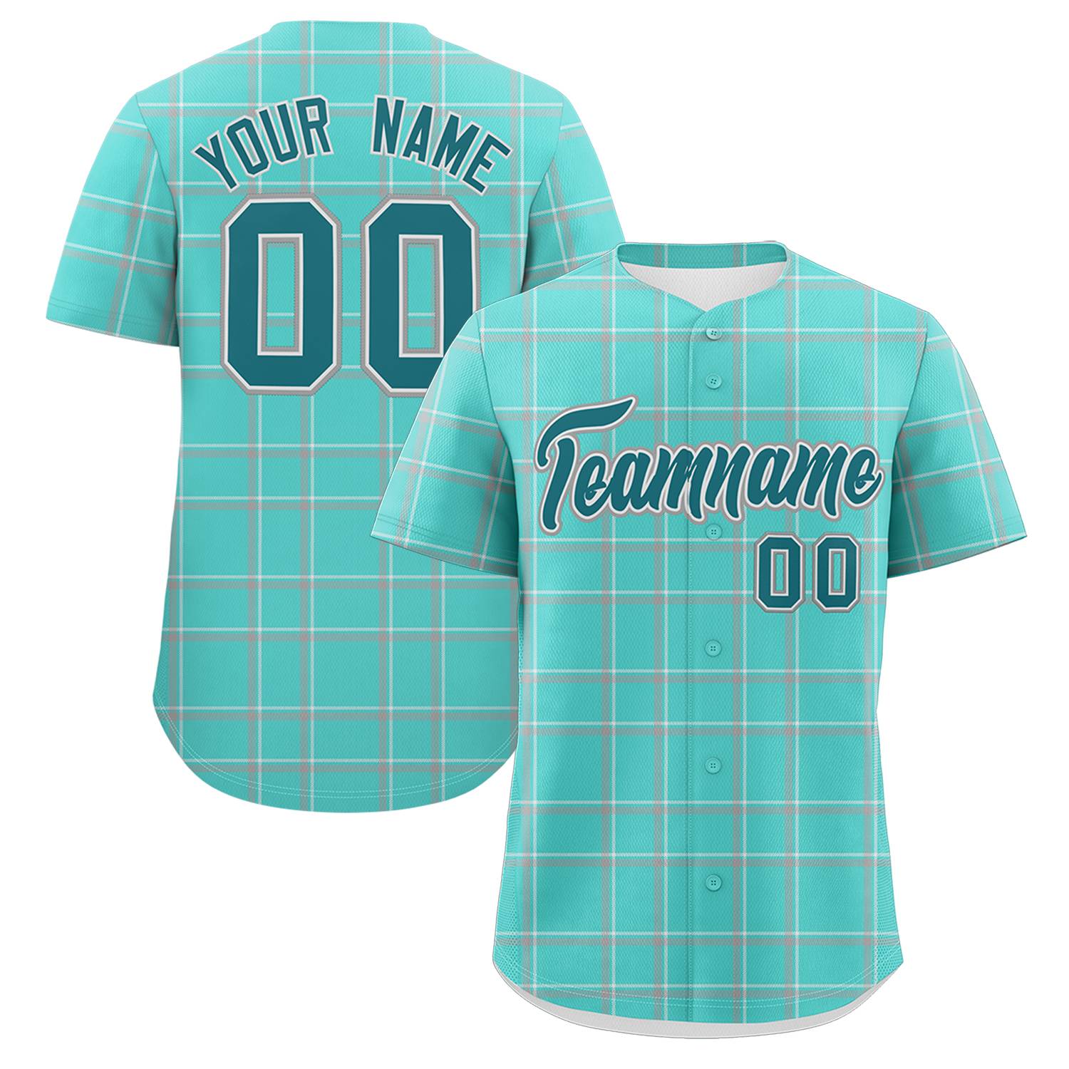 Custom Bright Green Personalized Plaid Design Authentic Baseball Jersey