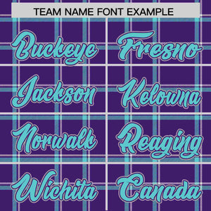 Custom Purple Personalized Plaid Design Authentic Baseball Jersey