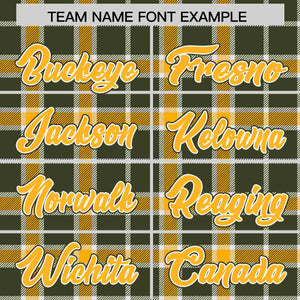 Custom Yellow Olive Personalized Plaid Design Authentic Baseball Jersey