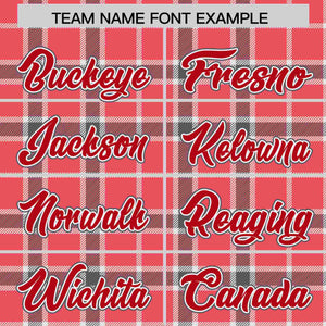 Custom Red Personalized Plaid Design Authentic Baseball Jersey