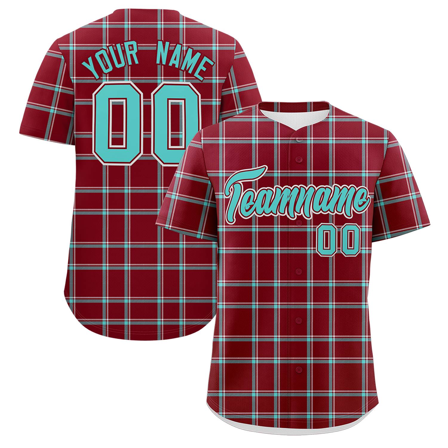 Custom Crimson Personalized Plaid Design Authentic Baseball Jersey