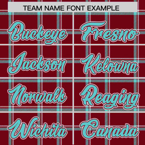 Custom Crimson Personalized Plaid Design Authentic Baseball Jersey