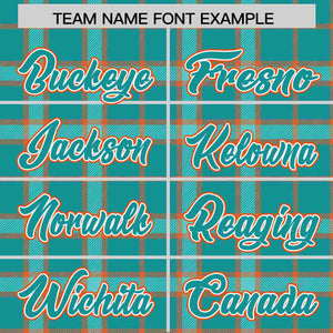 Custom Aqua Personalized Plaid Design Authentic Baseball Jersey