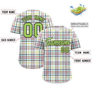 Custom Multi Color Personalized Plaid Design Authentic Baseball Jersey