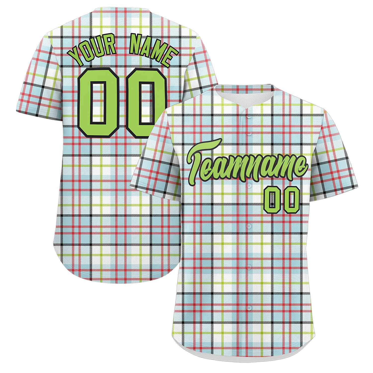 Custom Multi Color Personalized Plaid Design Authentic Baseball Jersey