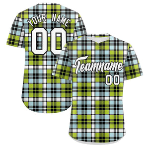 Custom Multi Color Personalized Plaid Design Authentic Baseball Jersey