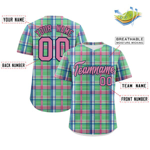 Custom Multi Color Personalized Plaid Design Authentic Baseball Jersey