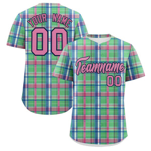 Custom Multi Color Personalized Plaid Design Authentic Baseball Jersey