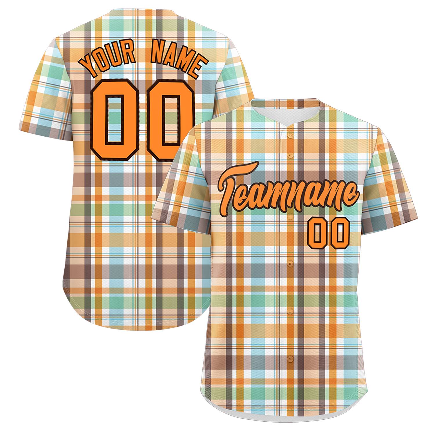 Custom Multi Color Personalized Plaid Design Authentic Baseball Jersey