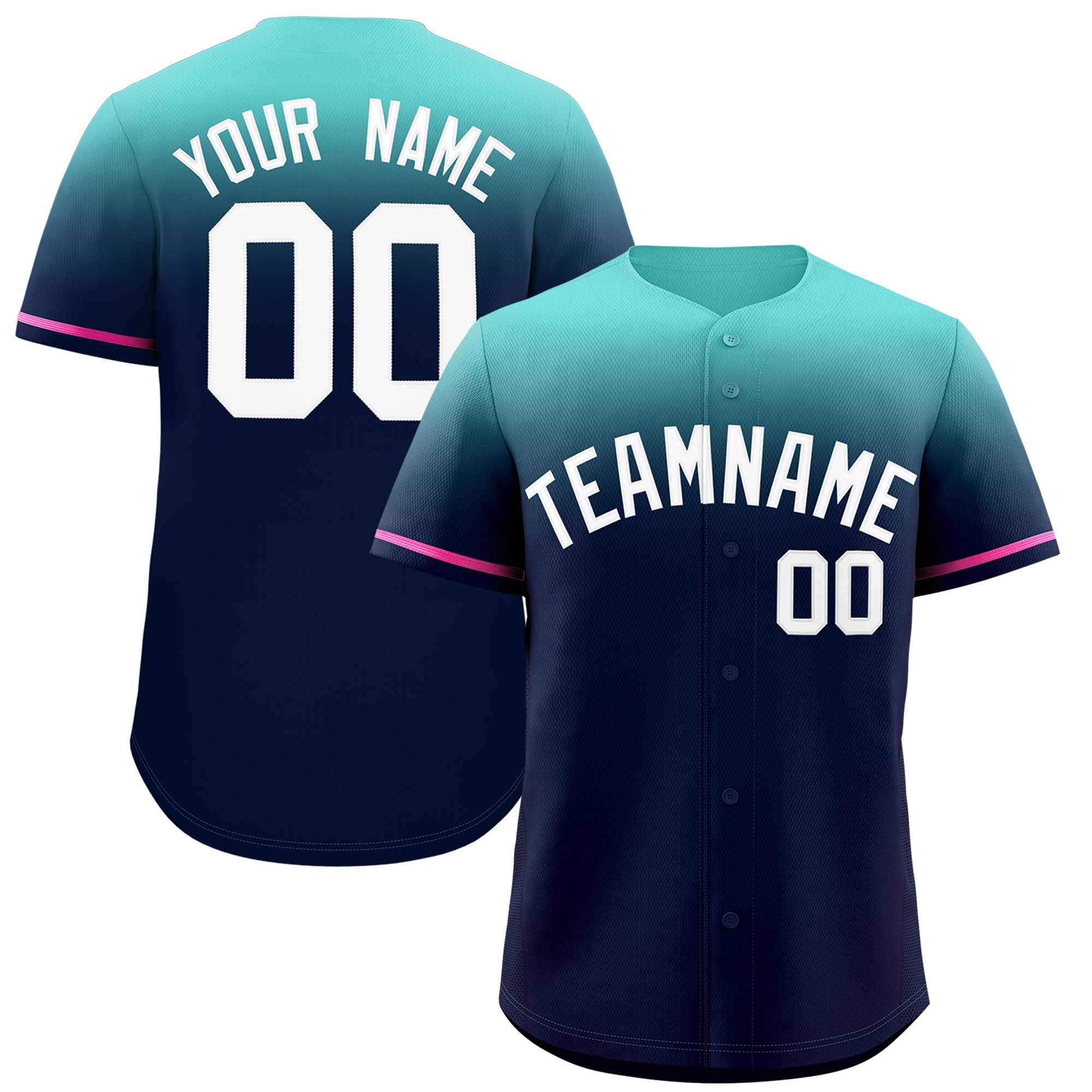 Custom Navy Bright Green Gradient Fashion Design Authentic Baseball Jersey