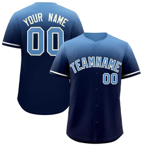 Custom Navy Light Blue Gradient Fashion Design Authentic Baseball Jersey