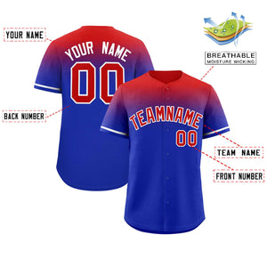 Custom Royal Red Gradient Fashion Design Authentic Baseball Jersey