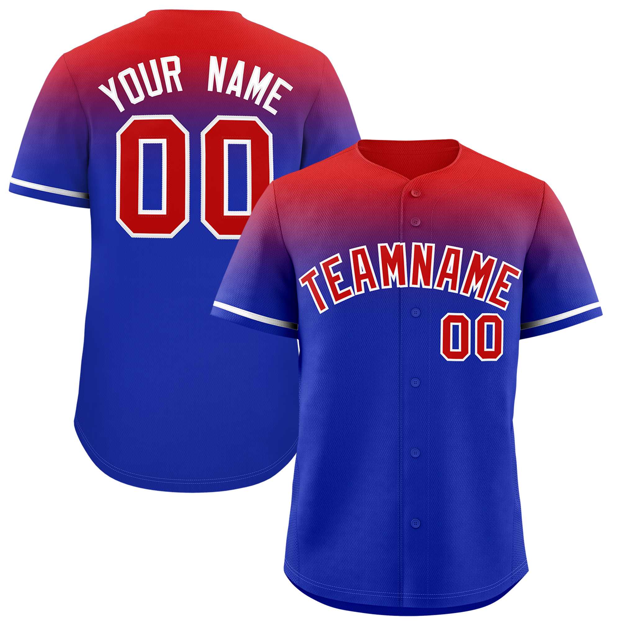 Custom Royal Red Gradient Fashion Design Authentic Baseball Jersey