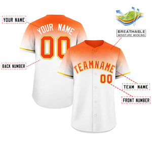 Custom White Orange Gradient Fashion Design Authentic Baseball Jersey