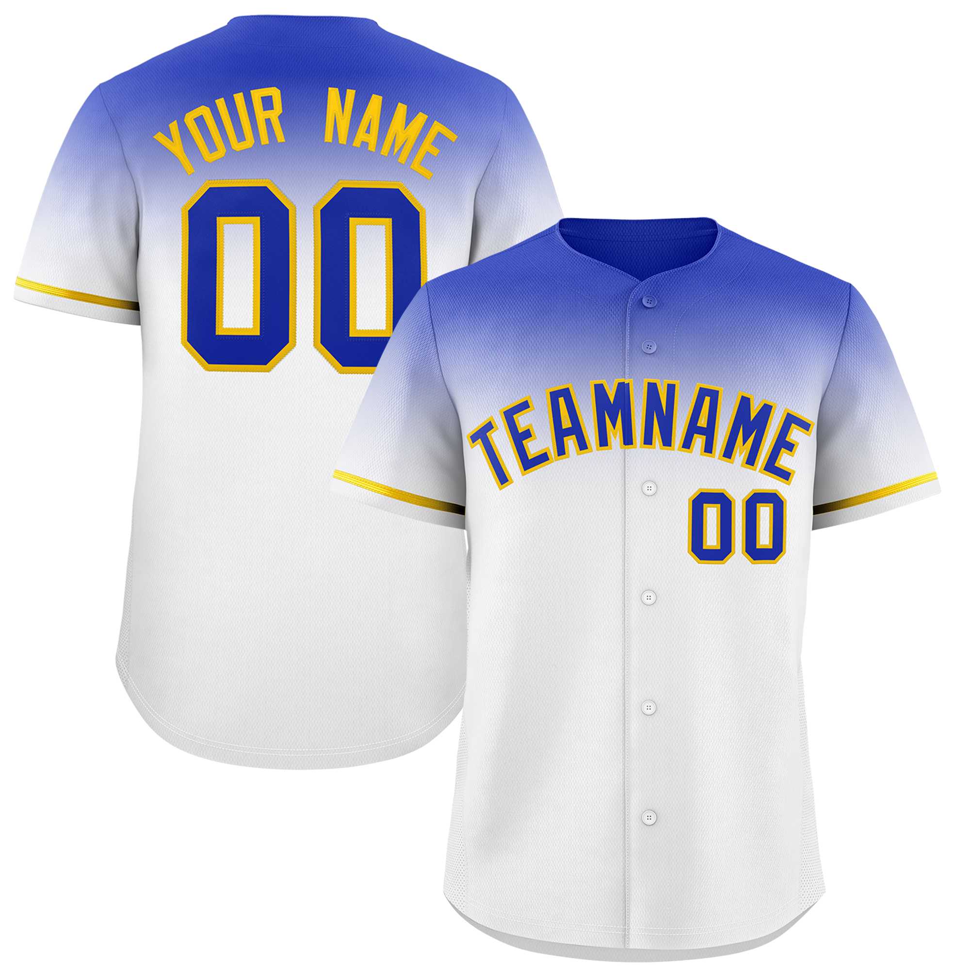 Custom White Royal Gradient Fashion Design Authentic Baseball Jersey