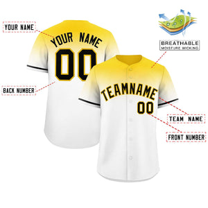 Custom White Gold Gradient Fashion Design Authentic Baseball Jersey