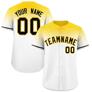 Custom White Gold Gradient Fashion Design Authentic Baseball Jersey