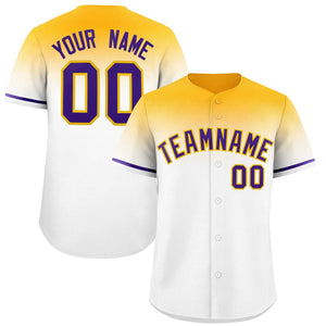 Custom White Yellow Gradient Fashion Design Authentic Baseball Jersey