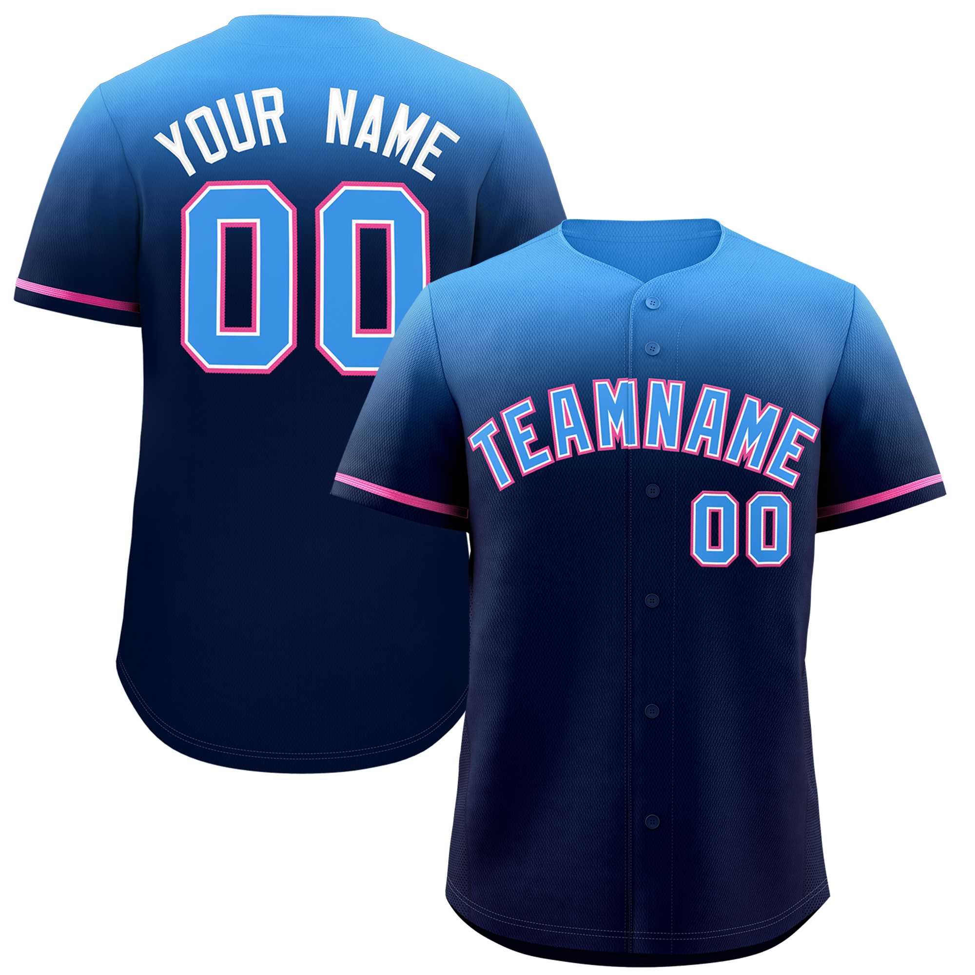 Custom Navy Powder Blue Gradient Fashion Design Authentic Baseball Jersey