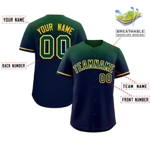 Custom Navy Green Gradient Fashion Design Authentic Baseball Jersey