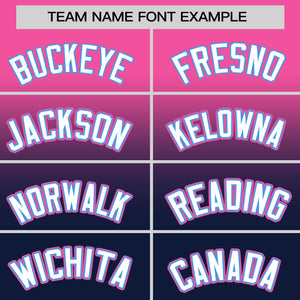 Custom Navy Pink Gradient Fashion Design Authentic Baseball Jersey